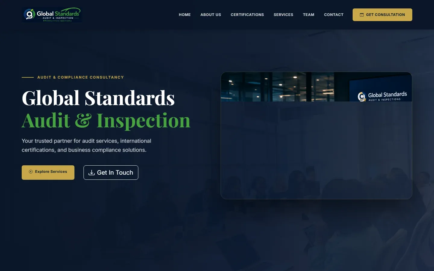 Preview of the Corporate Website homepage