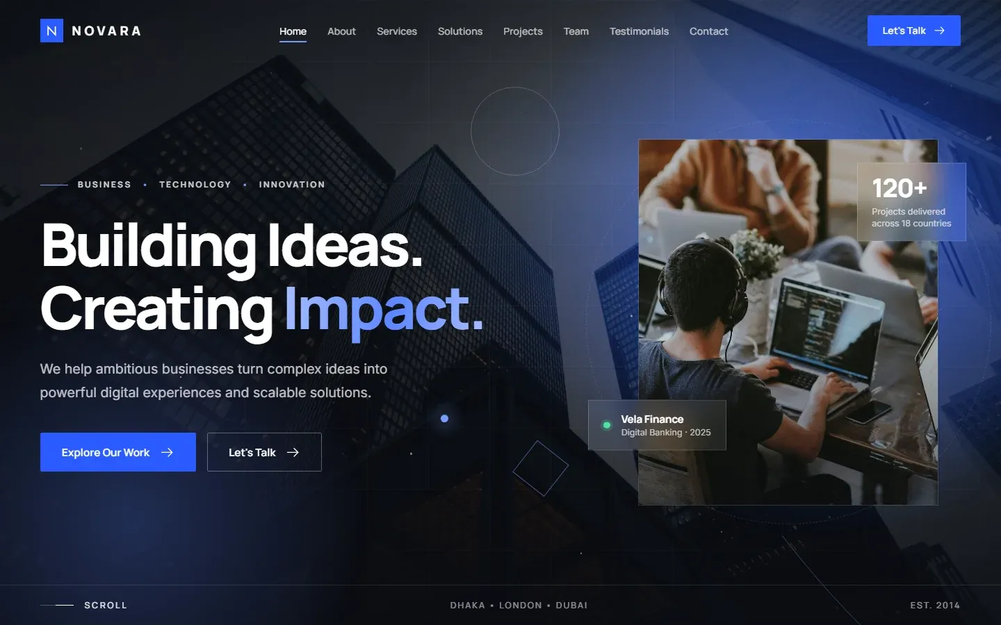 Preview of the Corporate Website homepage