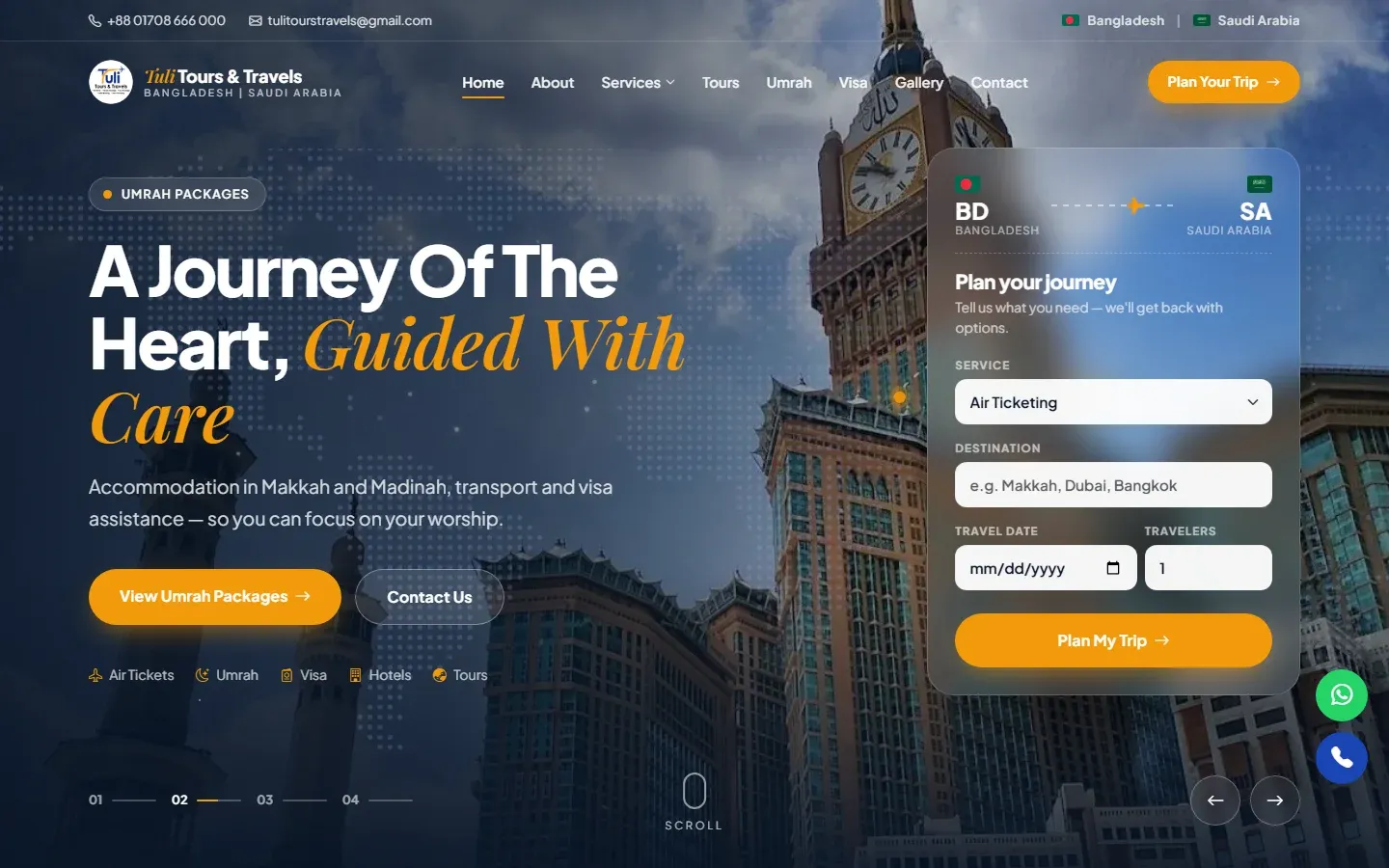 Preview of the Travel Agency Website homepage